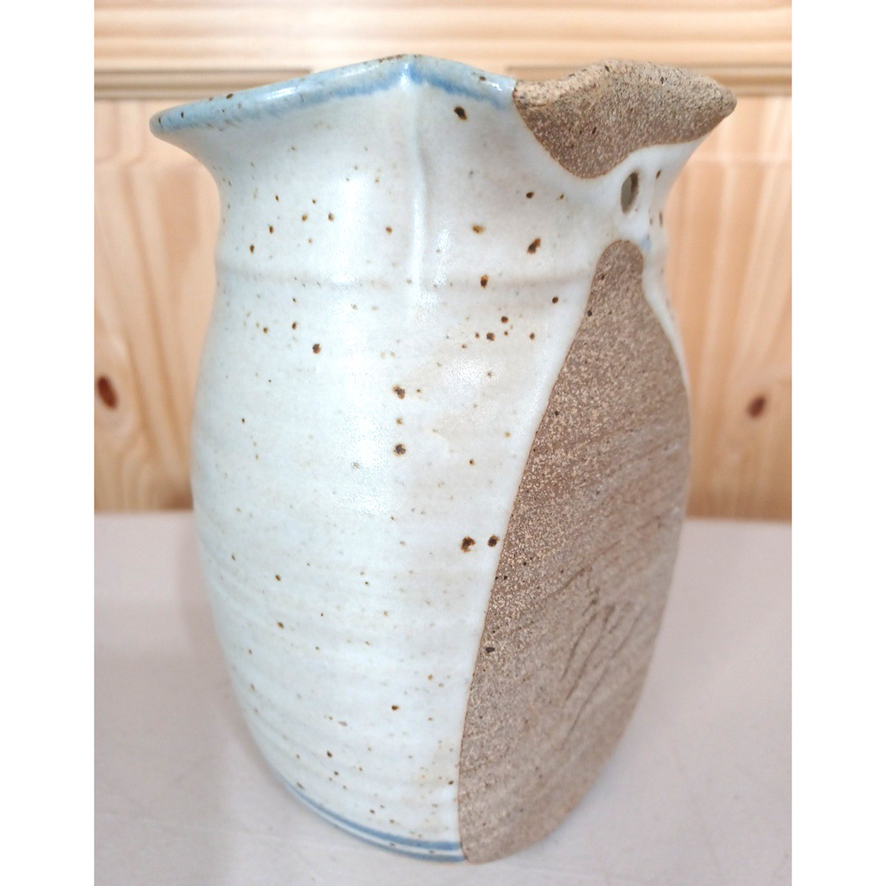 VTG Blue Heart Salt Speckled Stoneware Wall Vase Pocket 7x4 Country Cottage - Picture 2 of 16